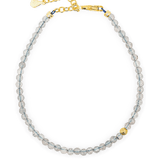 Dainty Gray Moonstone bracelet with silver spacer beads, ideal for enhancing intuition and emotional growth.
