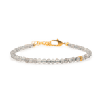 Gray Moonstone dainty bracelet with 3mm silver spacer beads, perfect for emotional balance and spiritual growth.