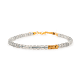 Gray Moonstone faceted bracelet with silver spacer beads, symbolizing balance and intuition.