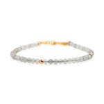 Growth Gray Moonstone faceted bracelet with silver spacer beads for balance and transformation.