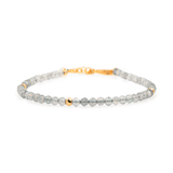 Growth Gray Moonstone faceted bracelet with silver spacer beads for balance and transformation.