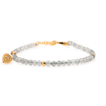 Growth Gray Moonstone bracelet with silver spacer bead and ice cream charm, symbolizing joy and emotional balance.