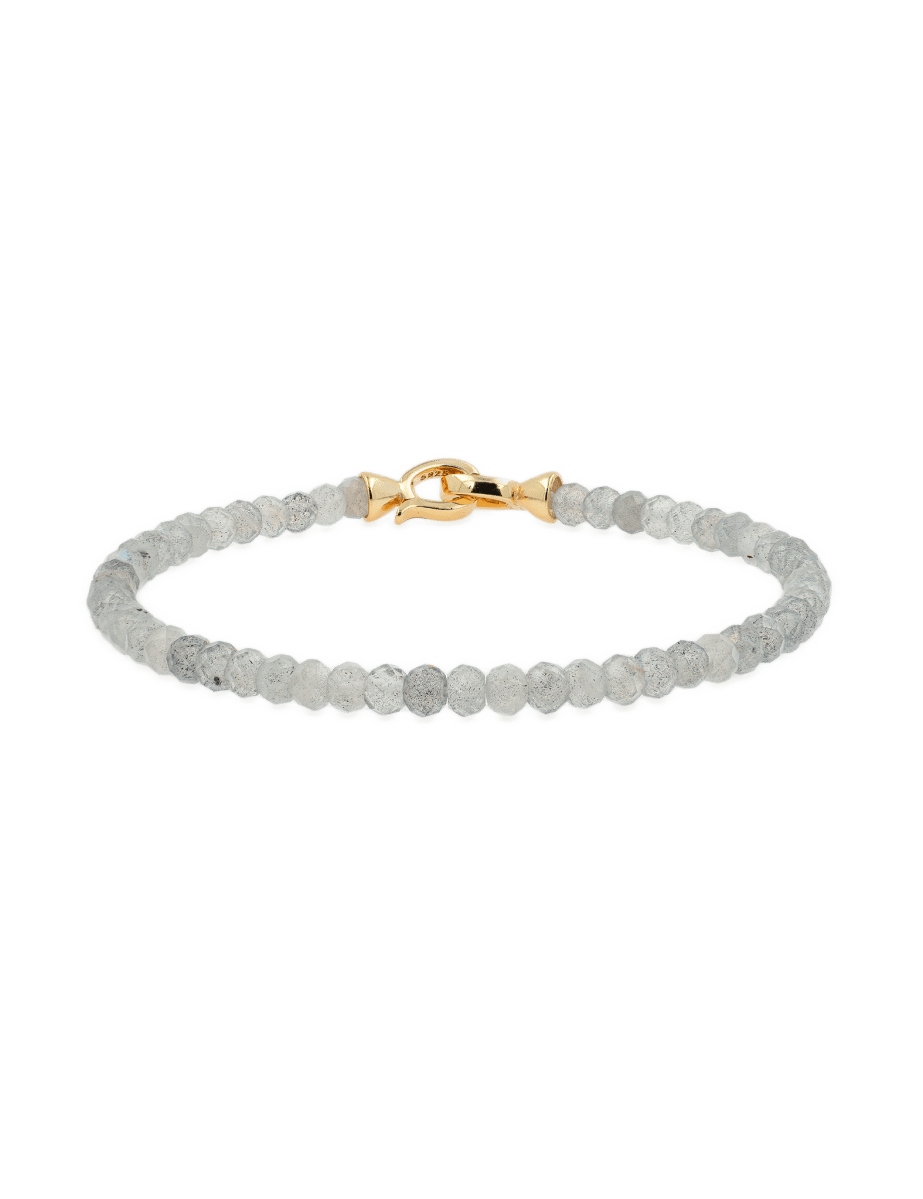 Elegant Growth Grey Moonstone Bracelet with 925 sterling silver clasp for emotional balance.