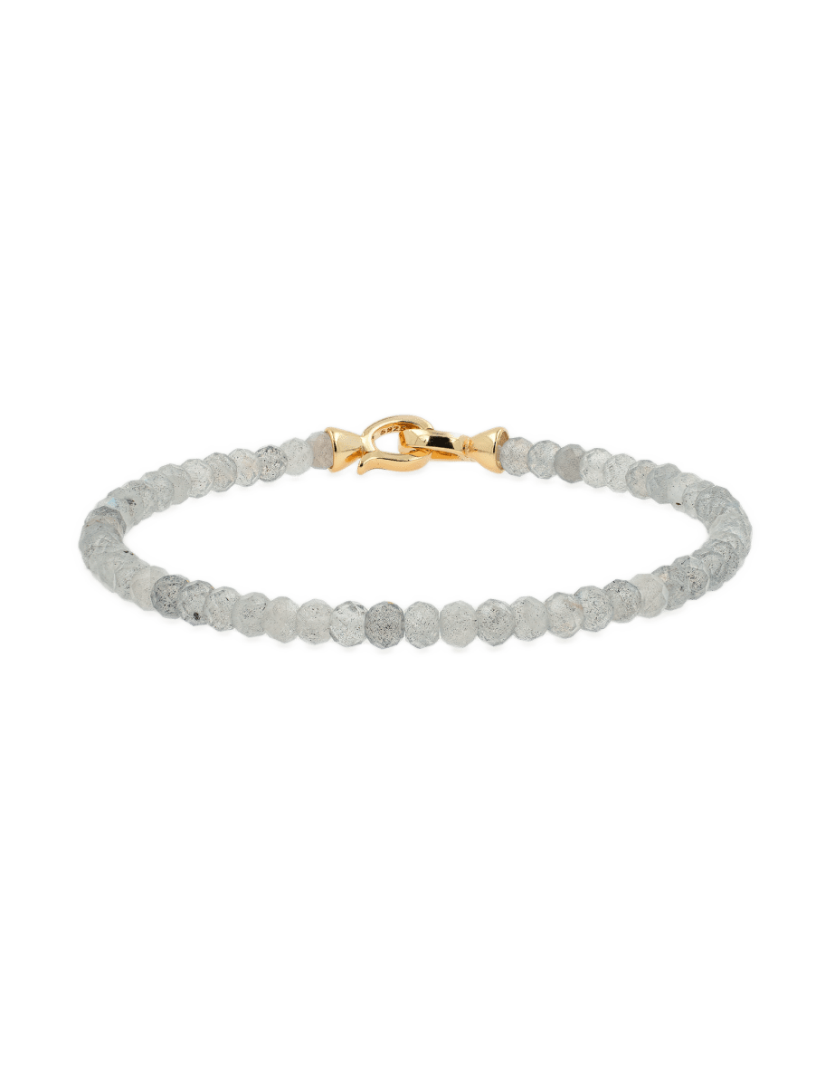 Elegant Growth Grey Moonstone Bracelet with 925 sterling silver clasp for emotional balance.