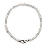 Elegant Grey Moonstone bracelet with 3x4mm faceted beads and a 925 sterling silver clasp for personal growth.