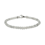 Grey Moonstone bracelet with 3x4mm faceted beads, features a sterling silver clasp for emotional balance and personal growth.