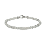 Grey Moonstone bracelet with 3x4mm faceted beads, features a sterling silver clasp for emotional balance and personal growth.