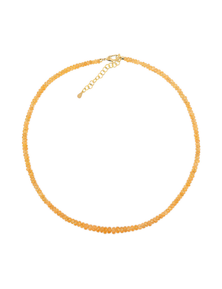 Vibrant Orange Garnet necklace with 4mm faceted beads, featuring a 925 sterling silver clasp.