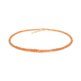 Vibrant Orange Garnet necklace with 4mm faceted beads in a gradual design, featuring a sterling silver clasp.