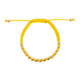 Happiness Yellow Italian Macramé Bracelet with Gold-Plated Beads (0.5+ Micron)