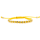 Happiness Yellow Italian Macramé Bracelet with Gold-Plated Beads (0.5+ Micron)