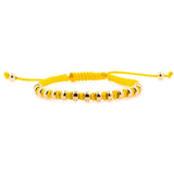 Happiness Yellow Italian Macramé Bracelet with Gold-Plated Beads (0.5+ Micron)