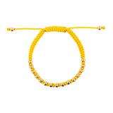 Happiness Yellow Italian Macramé Bracelet with Gold-Plated Beads (0.5+ Micron)