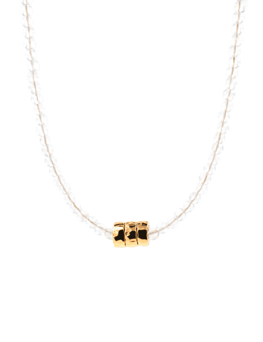 Harmony Moonstone dainty necklace featuring gold-plated nuggets and luminous moonstone beads on a delicate chain.