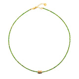 Healing Diopside Dainty Necklace with Gold-Plated Nugget