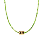 Healing Diopside dainty necklace featuring gold-plated nugget and soft green beads, artisan design.