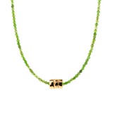 Healing Diopside dainty necklace featuring gold-plated nugget and soft green beads, artisan design.