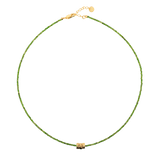 Healing Diopside Dainty Necklace with Gold-Plated Nugget