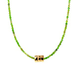 Healing Diopside Dainty Necklace with Gold-Plated Nugget