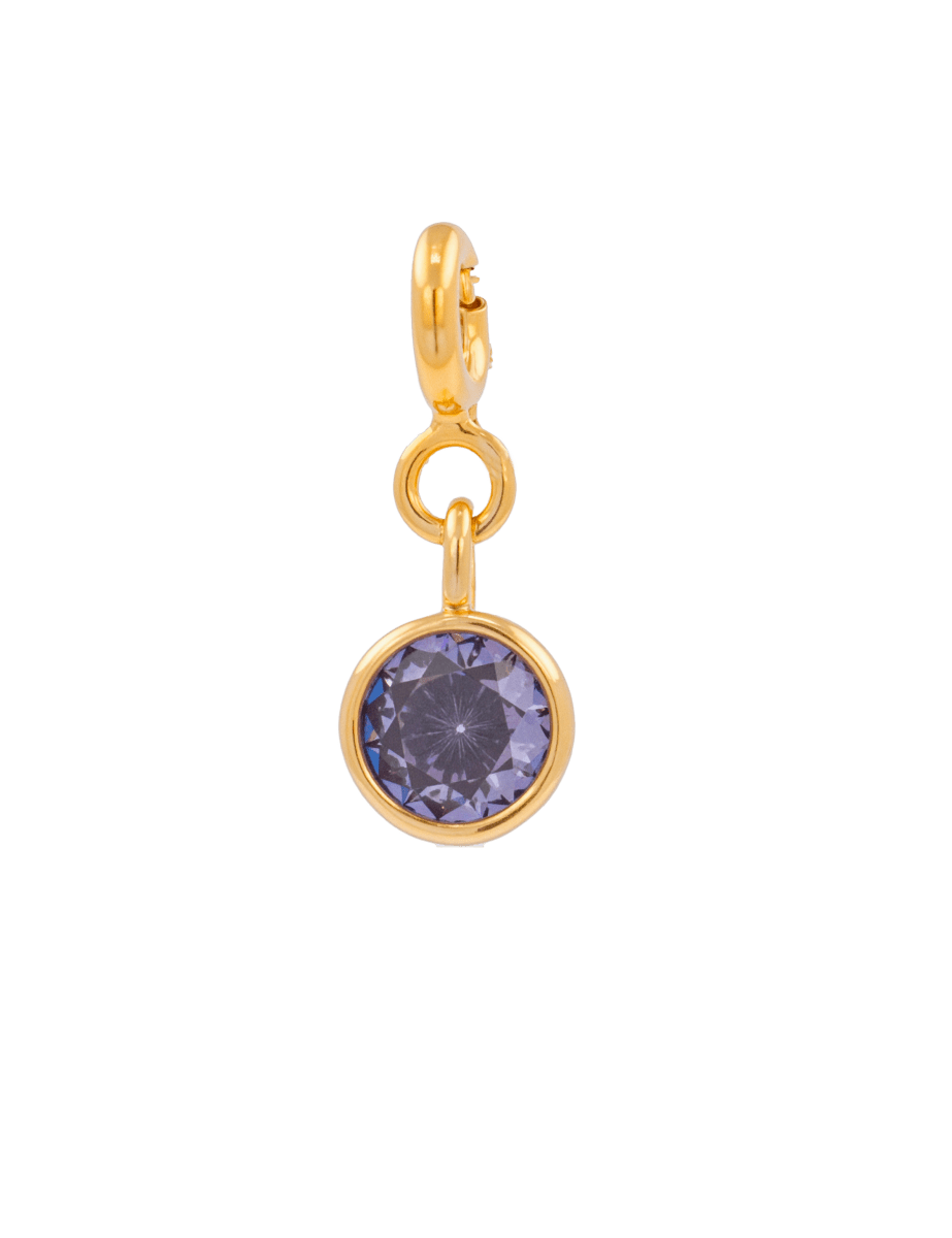 Healing Grey Zircon charm featuring a light purple zircon in a gold setting, perfect for emotional balance and well-being.