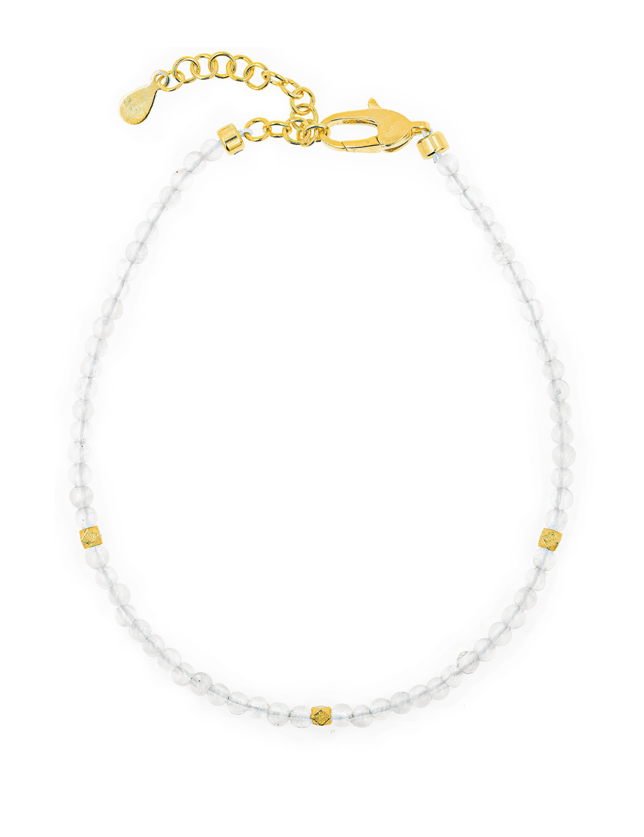 Healing Moonstone dainty bracelet with silver spacers, perfect for emotional healing and personal growth.