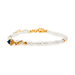 Healing Moonstone bracelet with silver spacer, Lapis Lazuli charm for emotional healing and inner peace.