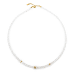 Healing Moonstone faceted necklace with silver spacer beads, promoting emotional balance and spiritual connection.