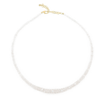 Elegant White Moonstone Faceted Necklace showcasing serene gradient beads and gold clasp for emotional balance and renewal.