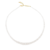 Elegant White Moonstone Faceted Necklace showcasing serene gradient beads and gold clasp for emotional balance and renewal.