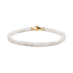 Moonstone bracelet with gold clasp, promoting healing and emotional balance for June birthdays.