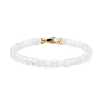 Moonstone bracelet for men featuring 4x4mm beads and a gold clasp, promoting healing and emotional balance.