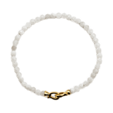 Healing Moonstone faceted bracelet for men with gold clasp, promoting emotional balance and inner growth.