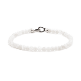 Moonstone June birthstone bracelet with faceted beads and sterling silver clasp, promoting healing and emotional balance.