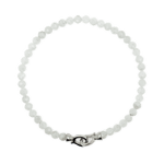 Faceted Moonstone bracelet for men, June birthstone, 4mm beads, 925 sterling silver clasp for healing and transformation.