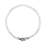 Faceted Moonstone bracelet for men, June birthstone, 4mm beads, 925 sterling silver clasp for healing and transformation.