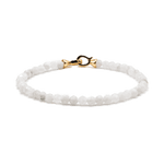 Faceted Moonstone bracelet for men, 4mm beads with a gold clasp, promoting healing and emotional balance.