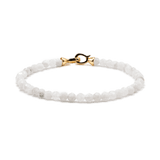 Faceted Moonstone bracelet for men, 4mm beads with a gold clasp, promoting healing and emotional balance.