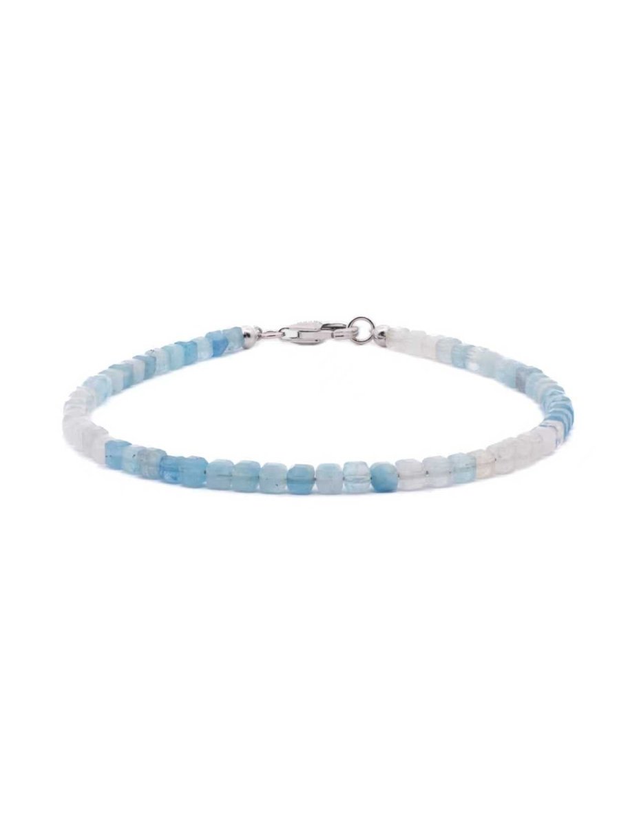 BEAMMORE Aquamarine Beaded Bracelet – Beaded Gemstone Jewelry
