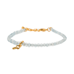 Health aquamarine dainty bracelet featuring a heart charm and 925 sterling silver clasp, symbolizing love and tranquility.