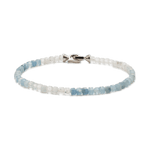 Aquamarine dainty bracelet for men with 925 sterling silver clasp promoting peace and emotional healing.