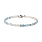 Aquamarine dainty bracelet for men with 925 sterling silver clasp promoting peace and emotional healing.