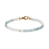 Dainty aquamarine bracelet for men with 925 sterling silver clasp, promoting tranquility and emotional healing.