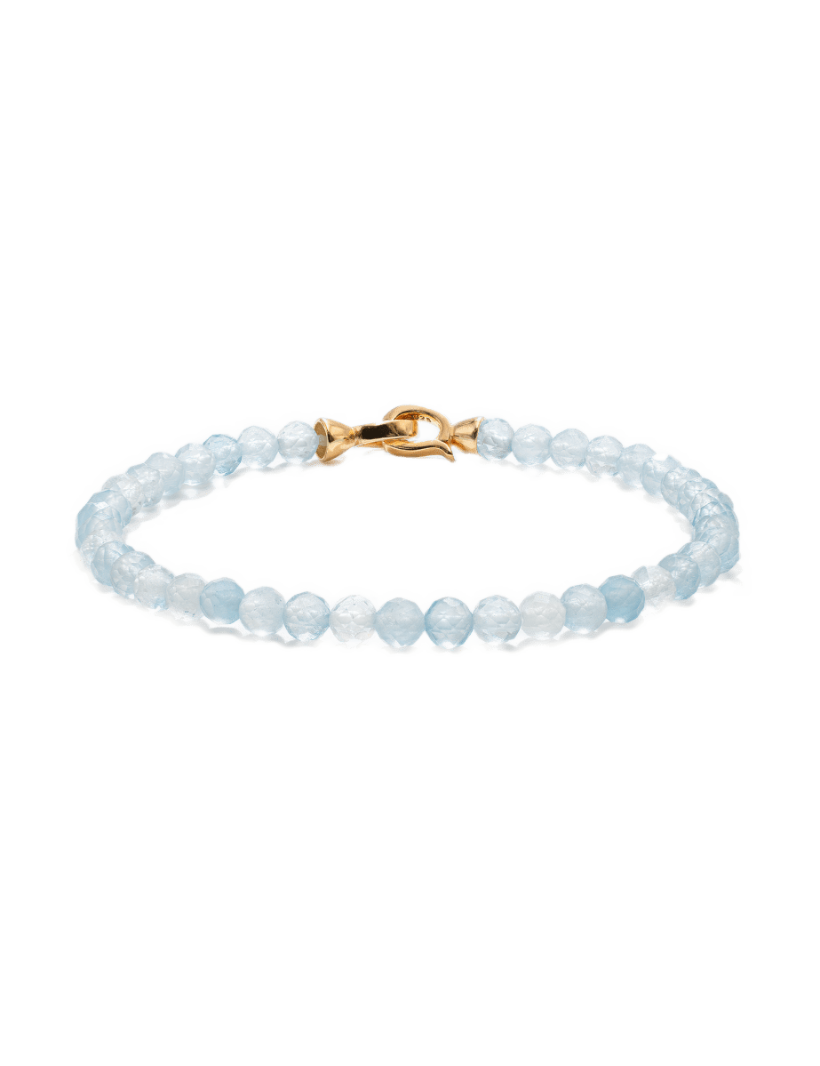 Health Aquamarine  March Birthstone Faceted Bracelet 4mm for men