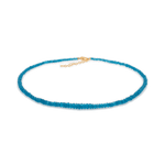 Dainty Blue Apatite necklace with 3mm faceted beads, featuring a 925 sterling silver clasp for strength and protection.