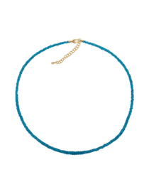 Dainty Blue Apatite necklace with 3mm faceted beads and a 925 sterling silver clasp, promoting energy and clarity.