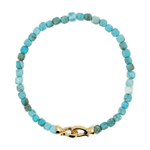 Health Blue Turquoise bracelet for men with 4mm beads and 925 sterling silver clasp promoting well-being and protection.
