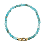 Health Blue Turquoise bracelet for men with 4mm beads and 925 sterling silver clasp promoting well-being and protection.