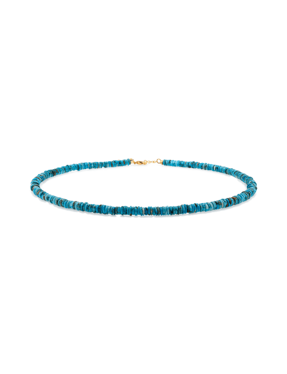 Health Blue Turquoise Faceted Necklace with 925 sterling silver clasp, symbolizing protection and wellness.