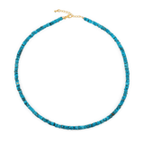 Dainty blue turquoise faceted necklace with 925 sterling silver clasp, symbolizing health and well-being.