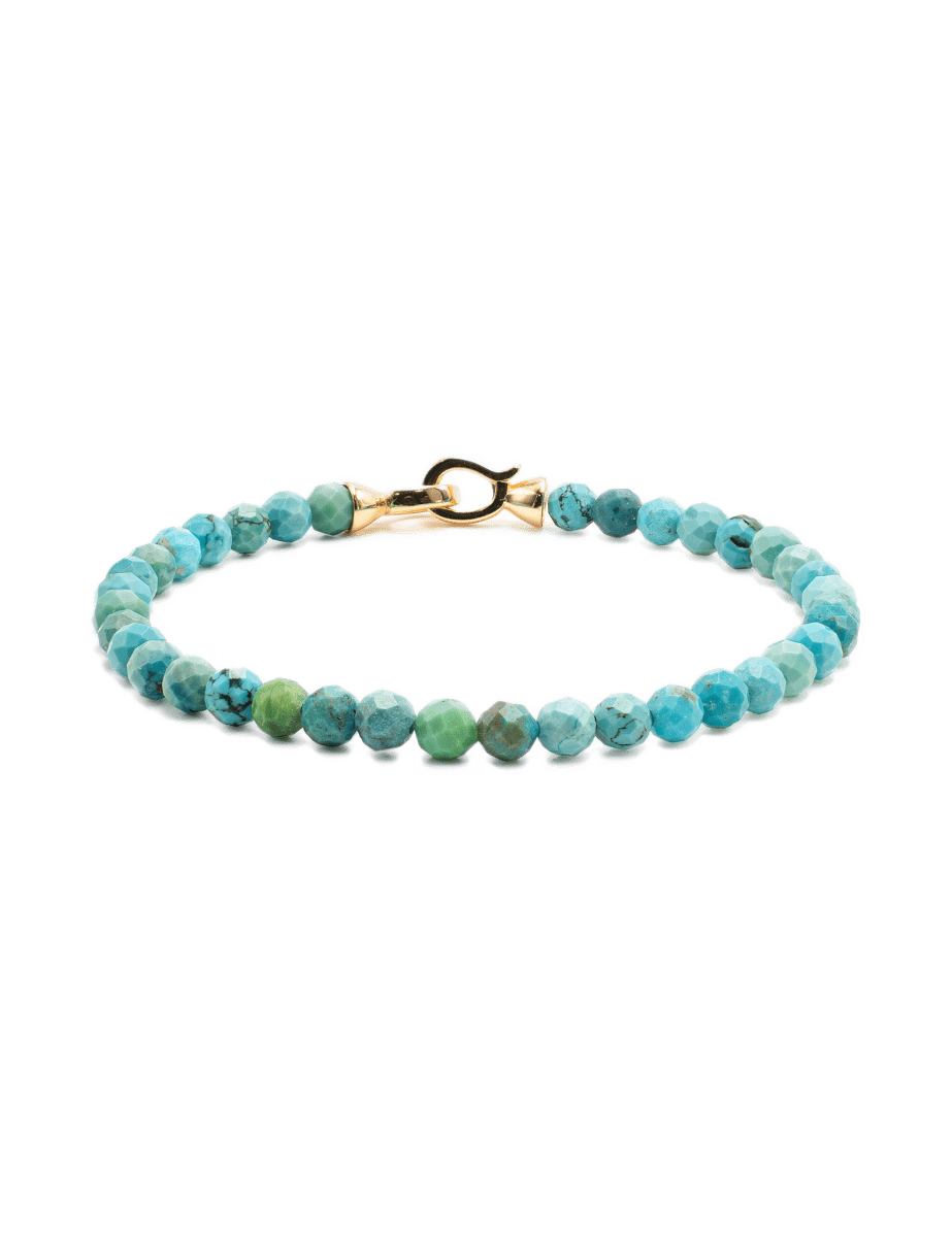 Health Green  Turquoise December Birthstone  Faceted Bracelet 4mm for men